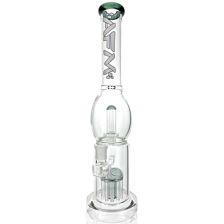 16" AFM Glass Straight Tube Bong with UFO Arm Double Perc, Smokey Variant, Front View