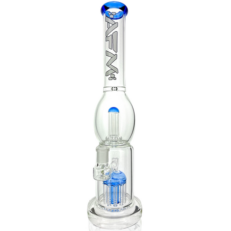 16" AFM Glass Straight Tube Bong with UFO Arm Double Perc in Ink Blue, Front View