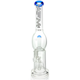 AFM Glass 16" Quad Showerhead Perc Straight Tube Bong in Jade Blue, Front View