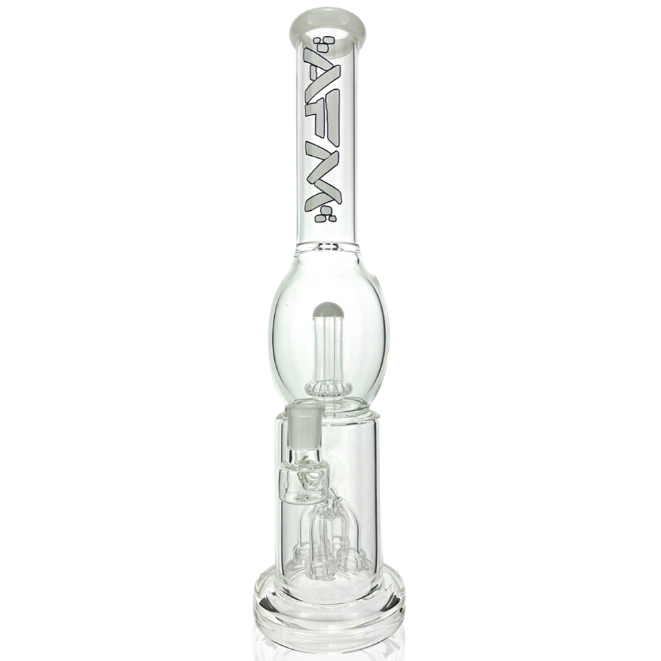 AFM Glass 16" Quad Showerhead Perc Straight Tube Bong in Ivory, Front View