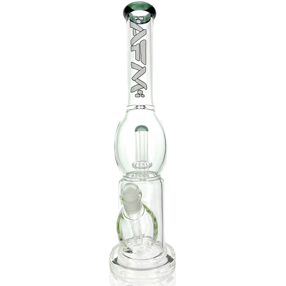 16" AFM Glass UFO Takeover Clear Straight Tube Bong with Showerhead Perc - Front View