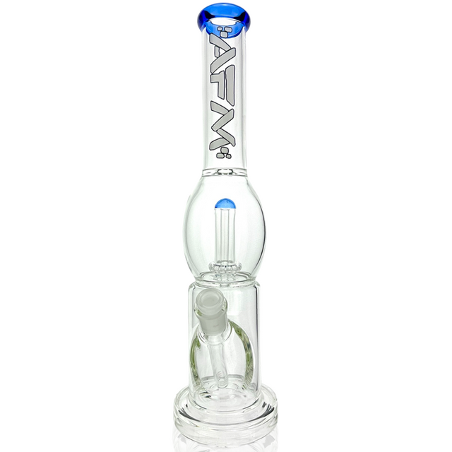 16" AFM Glass UFO Takeover Bong with Showerhead Perc and Ink Blue Accents - Front View