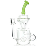 8" AFM Mighty Can Color Recycler Dab Rig with green accents, front view on a white background