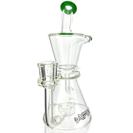 8.5" AFM Hour Glass Clear Recycler Dab Rig with Showerhead Perc and Green Accents