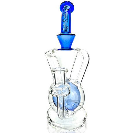 AFM Magic Ball Clear Glass Recycler Dab Rig with Blue Accents and Showerhead Perc