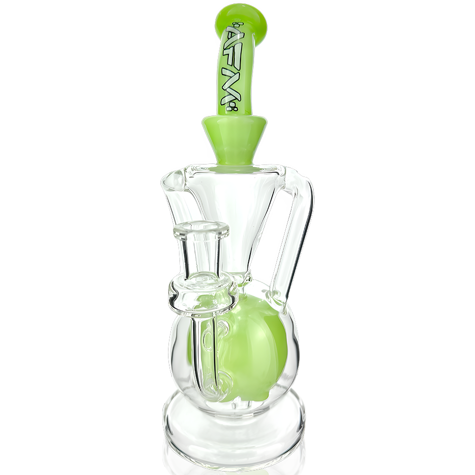 AFM 9.5" Magic Ball Clear Glass Recycler Dab Rig with Showerhead Perc and Color Accents