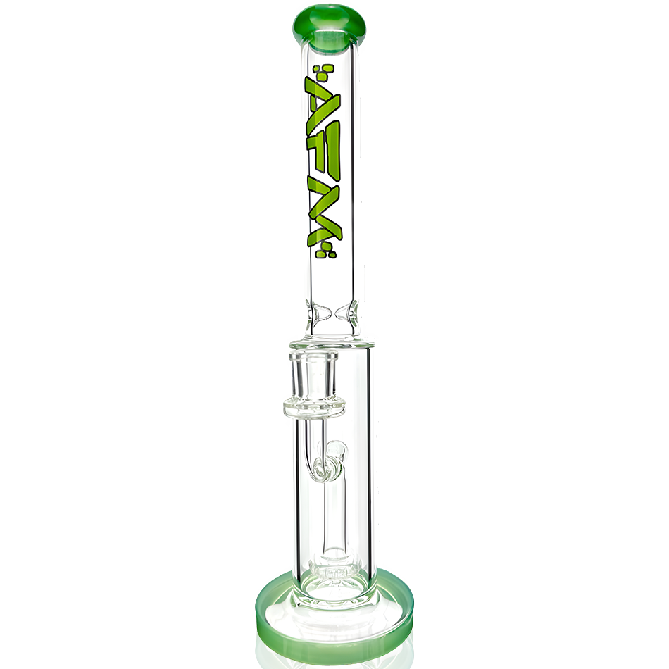 AFM Glass 14" Snipe Showerhead Straight Tube Bong in Forest Green with Borosilicate Glass