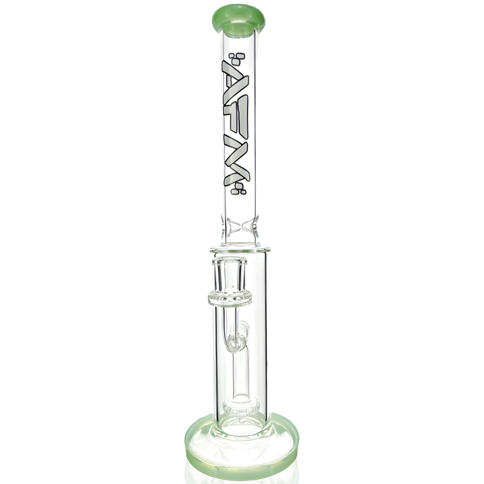 14" AFM Glass Straight Tube Bong with Snipe Showerhead Perc in Mint - Front View