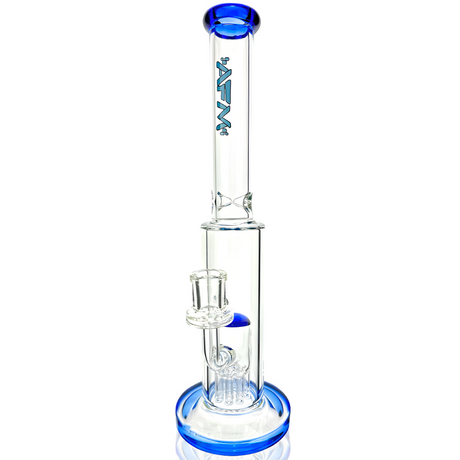 AFM Glass 14" Violet Clear Straight Tube Bong with Showerhead Perc, Front View on White