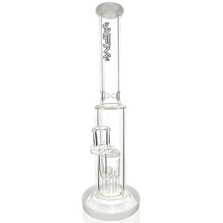 AFM Glass 14" Violet Clear Straight Tube Bong with Showerhead Perc, Front View on White