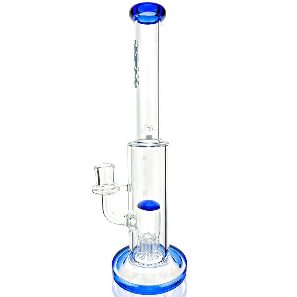 AFM Glass 14" Violet Clear Straight Tube Bong with Showerhead Perc, Front View