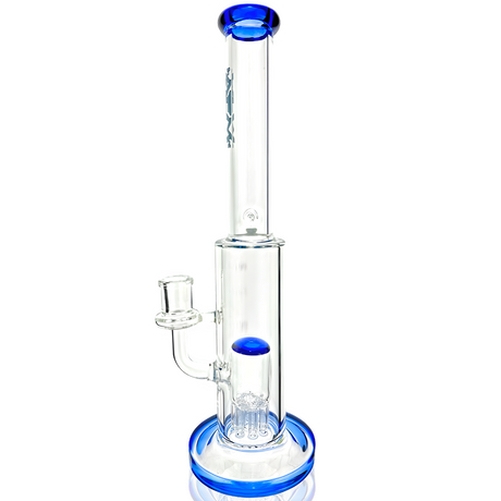 AFM Glass 14" Violet Clear Straight Tube Bong with Showerhead Perc, Front View