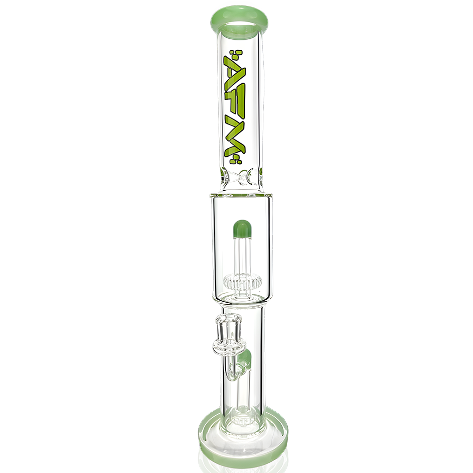 AFM Glass 18" Double Showerhead Perc Straight Tube Bong in Mint - Front View