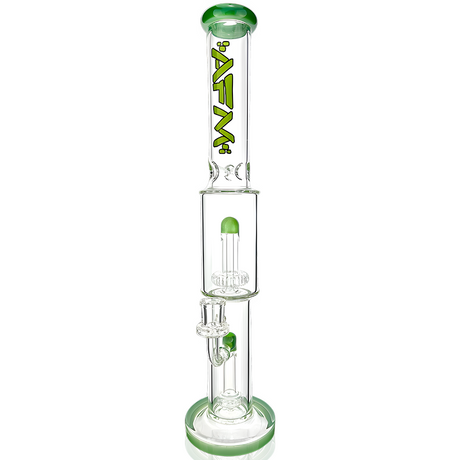 AFM Glass 18" Double Showerhead Perc Straight Tube Bong in Forest Green, Front View