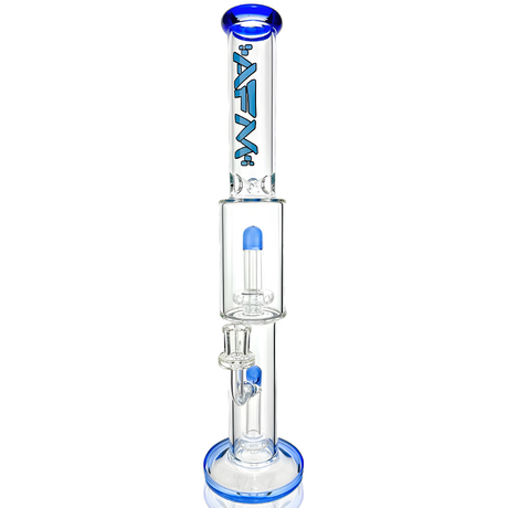 AFM Glass 18" Double Showerhead Perc Straight Tube Bong in Ink Blue with Borosilicate Glass