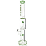 AFM Glass 18" Double Showerhead Perc Straight Tube Bong with Green Accents