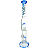 18" AFM Glass Daisy Double Perc Straight Tube Bong in Ink Blue with Showerhead Percs