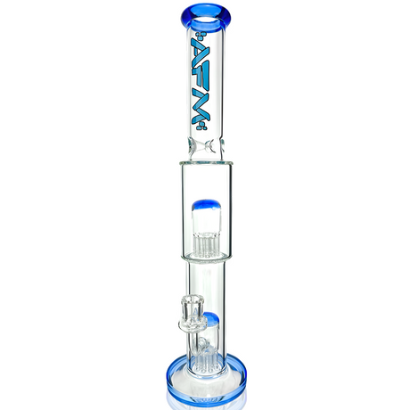 18" AFM Glass Daisy Double Perc Straight Tube Bong in Ink Blue with Showerhead Percs