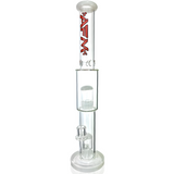 18" AFM Glass Daisy Double Perc Straight Tube Bong in Ivory with Showerhead Percs - Front View