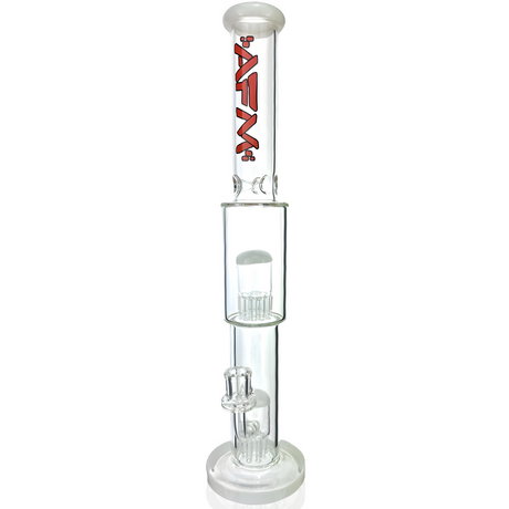 18" AFM Glass Daisy Double Perc Straight Tube Bong in Ivory with Showerhead Percs - Front View