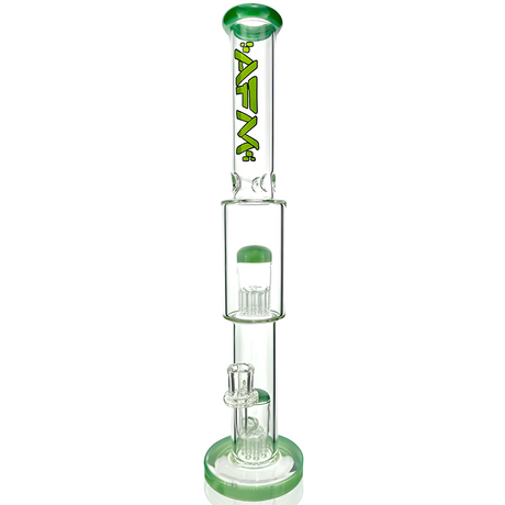 AFM Glass 18" Daisy Double Perc Straight Tube Bong in Forest Green with Showerhead Percs