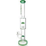 AFM Glass 18" Daisy Double Perc Straight Tube Bong with Showerhead Percs and Colored Accents