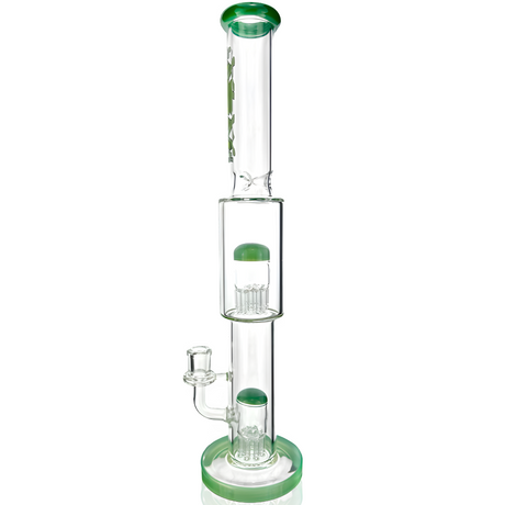 AFM Glass 18" Daisy Double Perc Straight Tube Bong with Showerhead Percs and Colored Accents