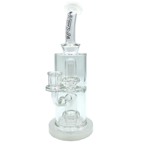 9" AFM Glass Dab Rig with UFO Double Perc, Bent Neck, and Showerhead Perc - Front View