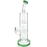 10" AFM Glass UFO Triple Perc Dab Rig with Bent Neck and Colored Accents - Front View