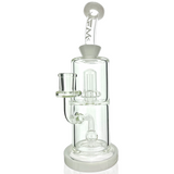 AFM 10" Dot Double Perc Glass Dab Rig with Bent Neck and Showerhead Perc, Front View