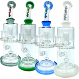 AFM 10" Dot Double Perc Glass Dab Rigs in Various Colors with Bent Neck and Showerhead Perc