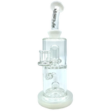 AFM 10" Ivory Dot Double Perc Glass Dab Rig with Bent Neck and Showerhead Perc