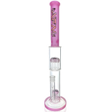 19" AFM Double Hitter Reversal Glass Straight Tube Bong with Showerhead Perc, Front View