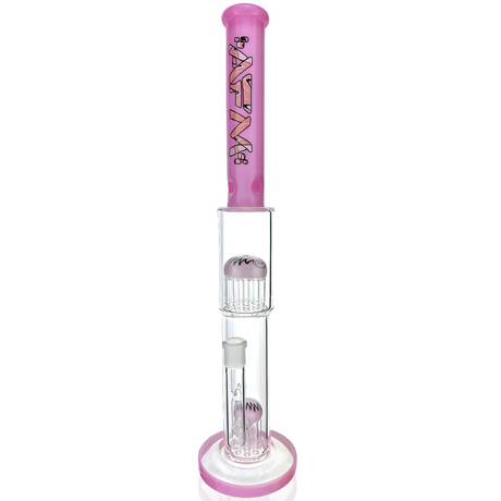 19" AFM Double Hitter Reversal Glass Straight Tube Bong with Showerhead Perc, Front View