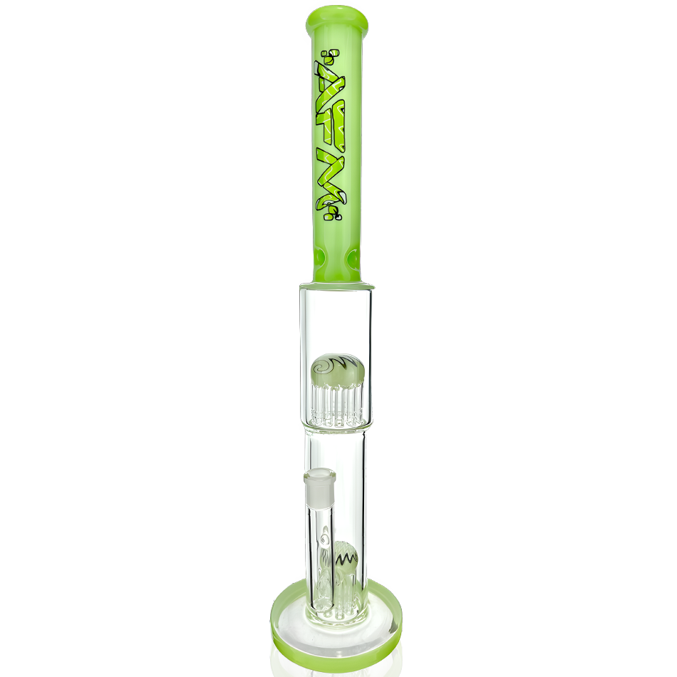 19" AFM Double Hitter Reversal Glass Bong with Showerhead Perc and Color Accents