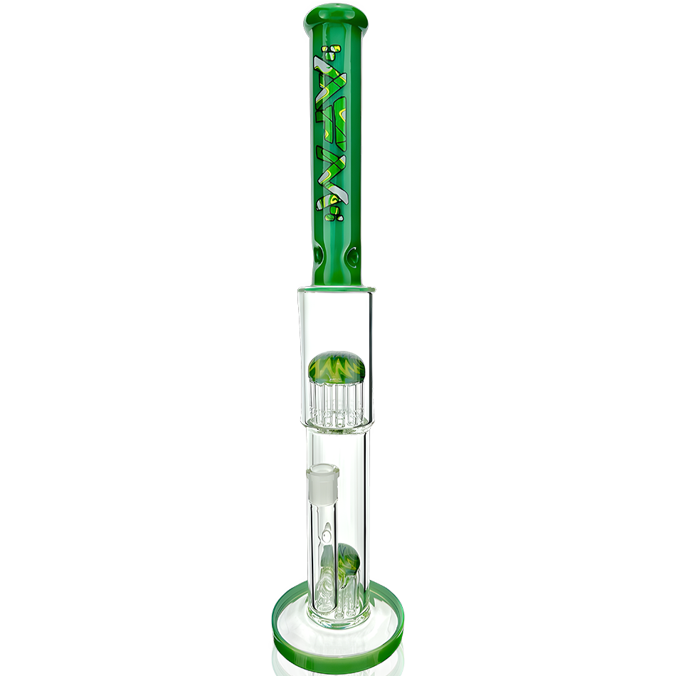 19" AFM Double Hitter Reversal Glass Bong with Showerhead Perc and Color Accents