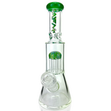 10" AFM Glass Mini Beaker Bong with Reversal Arm Perc in Forest Green, Front View on White Background