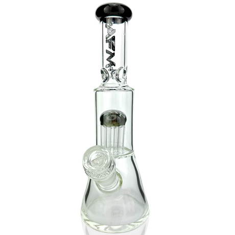 AFM Glass 10" Mini Beaker Bong with Reversal Arm Perc and Black Accents - Front View