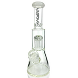 10" AFM Glass Mini Beaker Bong with Reversal Arm Perc, Ivory, Front View on White Background