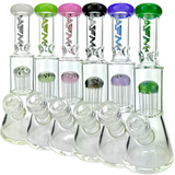 AFM Glass Mini Beaker Bongs with Reversal Arm Perc in Various Colors, Front View