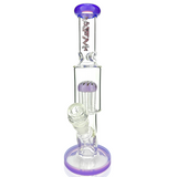 11" AFM Glass Mini Beaker Bong with Reversal Tree Perc, Purple Accents, Front View