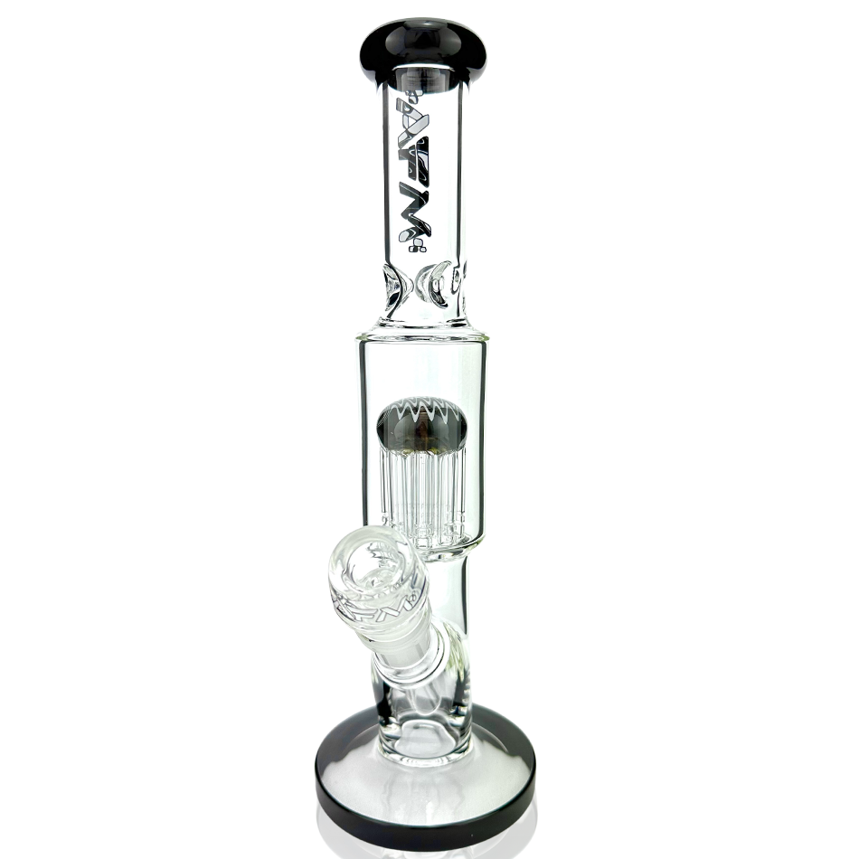 11" AFM Glass Mini Beaker Bong with Tree Perc and Black Accents - Front View