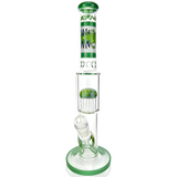 18" AFM Reversal Glass Straight Tube Dab Rig with Showerhead Perc and Green Accents