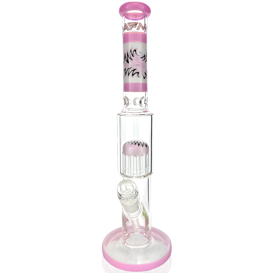 18" AFM Reversal Glass Straight Tube Dab Rig with Showerhead Perc, Front View on White