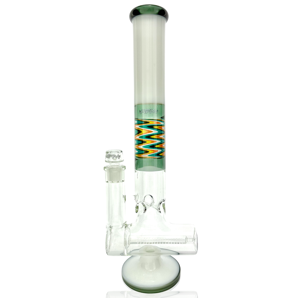 AFM Glass 17" Reversal Inline Perc Beaker Bong with Colored Glass Accents - Front View