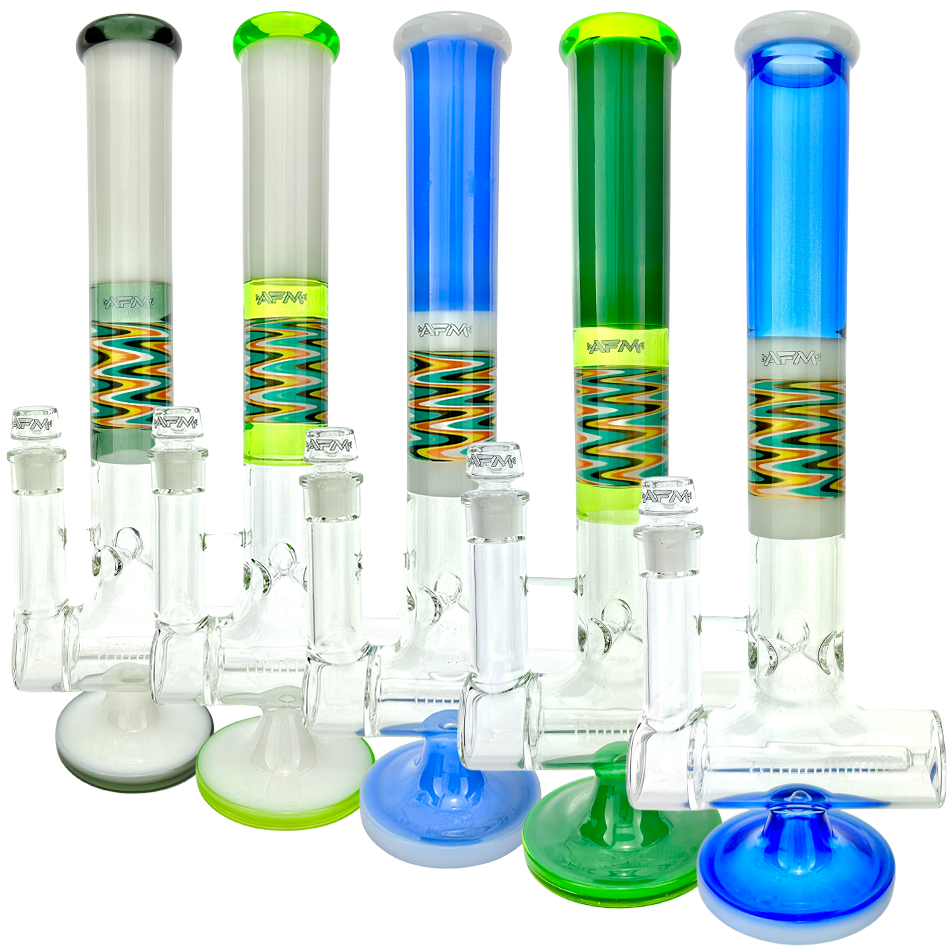 AFM Glass 17" Beaker Bongs with Reversal Inline Perc in Various Colors, Front View