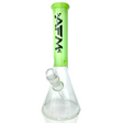 12" AFM Glass Beaker Bong with Extraterrestrial Green Color Sleeve, Front View