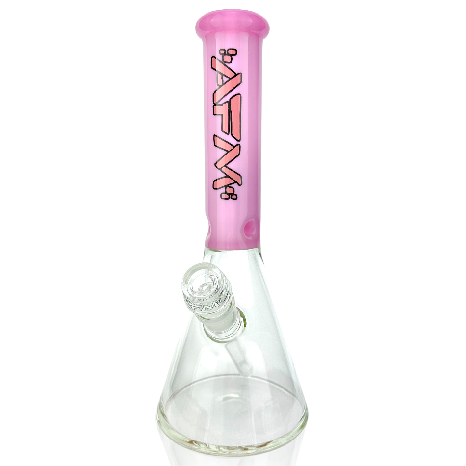 AFM Glass 12" Extraterrestrial Pink Color Sleeve Beaker Bong with 14mm Female Joint