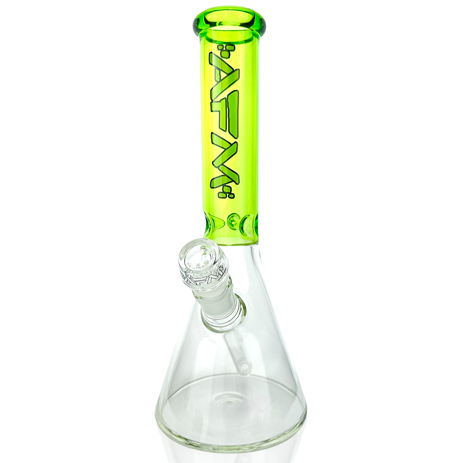 12" AFM Glass Beaker Bong with Extraterrestrial Green Color Sleeve, 14mm Female Joint