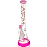 18" AFM Symphony Glass Beaker Bong with Pink Accents and Showerhead Perc, Front View